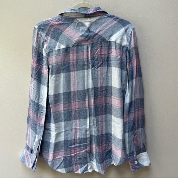 Rails Super Soft Hunter Plaid Button Down Shirt Gray White Pink Size Small - Picture 8 of 11